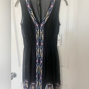 LAUNDRY By Shelli Segal Sleeveless Black Embroidered V-neck Dress NWT Size 6